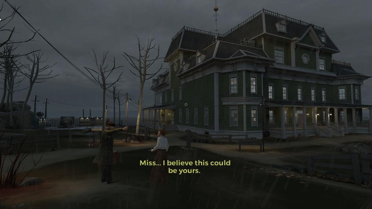 The Invisible Hours (PlayStation 4) screenshot: Gustav running into a crying woman (TV mode)