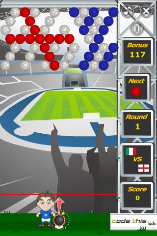 Puzzle Soccer (iPhone) screenshot: England level (easy)