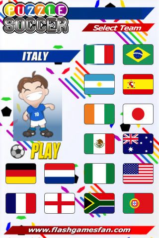 Puzzle Soccer (iPhone) screenshot: menu