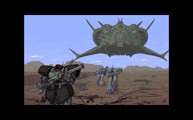 Mobile Suit Gundam: Return of Zion (PC-98) screenshot: The drawing quality in the intro is surprisingly high