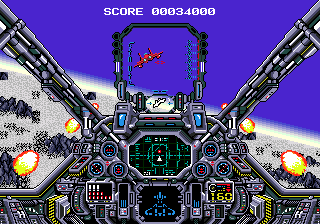 Air Diver (Genesis) screenshot: Chasing a red place over a rocky area.
