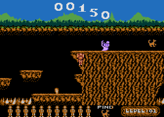 Cavernia (Atari 8-bit) screenshot: Leaping up