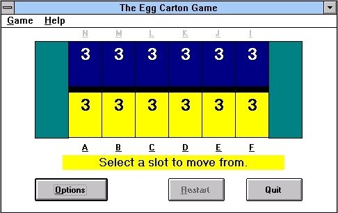 The Egg Carton Game (Windows 3.x) screenshot: The start of a game