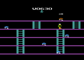 Fast Eddie (Atari 8-bit) screenshot: I've collected enough hearts. Now, I need to get the key from High-Top.
