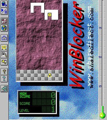 Winblocker (Windows 3.x) screenshot: This time the shapes are a little easier. Another brick in this slot and the shape will be complete