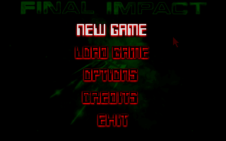 Final Impact (DOS) screenshot: Main Menu