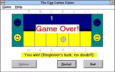 The Egg Carton Game (Windows 16-bit) screenshot: The end of a game