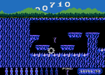 Cavernia (Atari 8-bit) screenshot: Grisly death in the depths