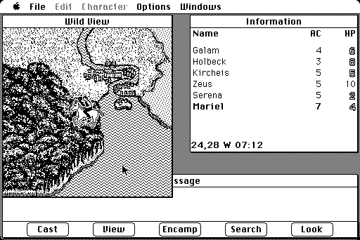 Pool of Radiance (Macintosh) screenshot: I've made it to the wilderness, just outside the city