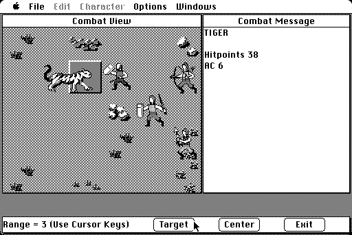 Pool of Radiance (Macintosh) screenshot: Fighting a Tiger