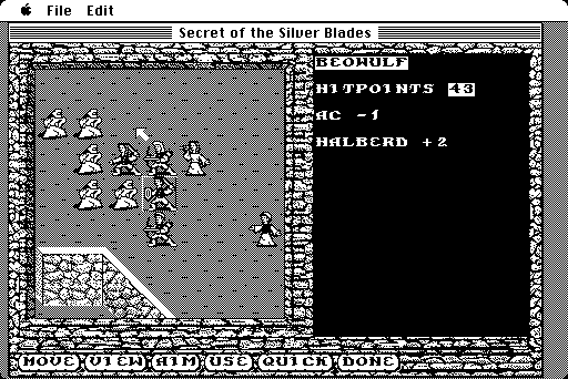 Secret of the Silver Blades (Macintosh) screenshot: Battle in the city