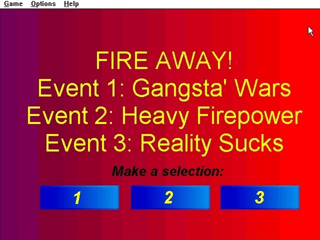 Fire Away! (Windows 3.x) screenshot: The main menu