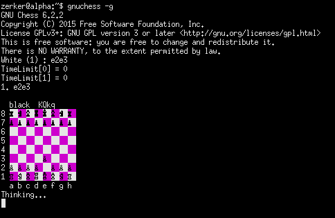 Screenshot of GNU Chess (Linux, 1984) - MobyGames image.