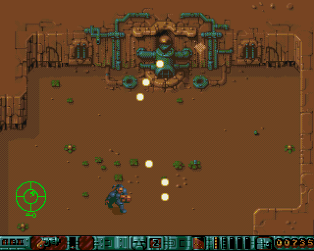 Alien Bash II (Amiga) screenshot: Level 1 Boss Fight