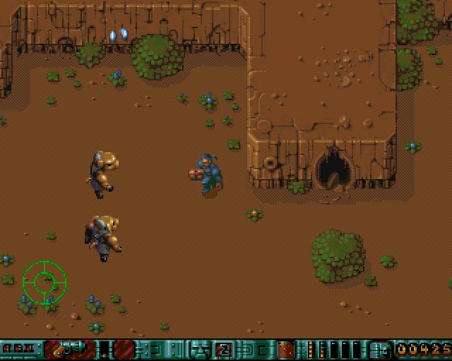Alien Bash II (Amiga) screenshot: Fighting 2 aliens