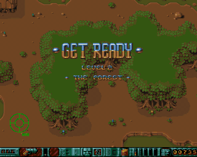 Alien Bash II (Amiga) screenshot: Starting level 2 - The Forest