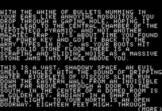 Indiana Jones in Revenge of the Ancients (Apple II) screenshot: Starting the Adventure