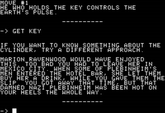 Indiana Jones in Revenge of the Ancients (Apple II) screenshot: Remembering Marion Ravenwood