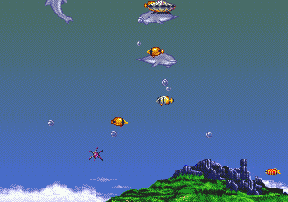 Ecco the Dolphin (Genesis) screenshot: Jumping amidst various fishes