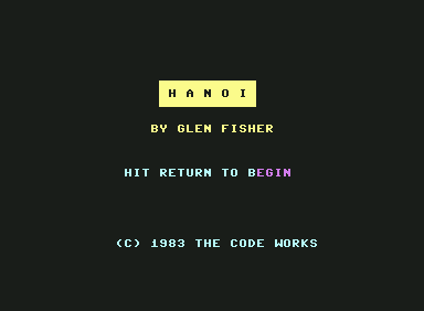 Hanoi (Commodore 64) screenshot: Title screen