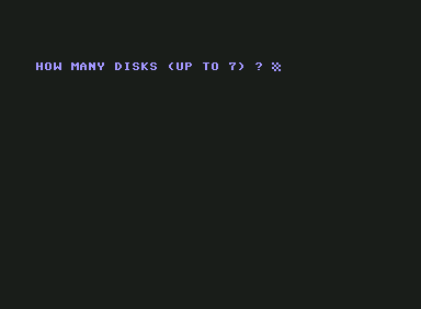 Hanoi (Commodore 64) screenshot: How many disks?