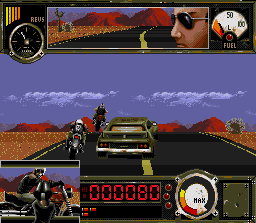 Outlander (SNES) screenshot: At your left (look how Mel Gibson turns his head to the proper direction).