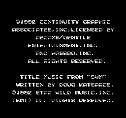 Bucky O'Hare (NES) screenshot: Copyright Information