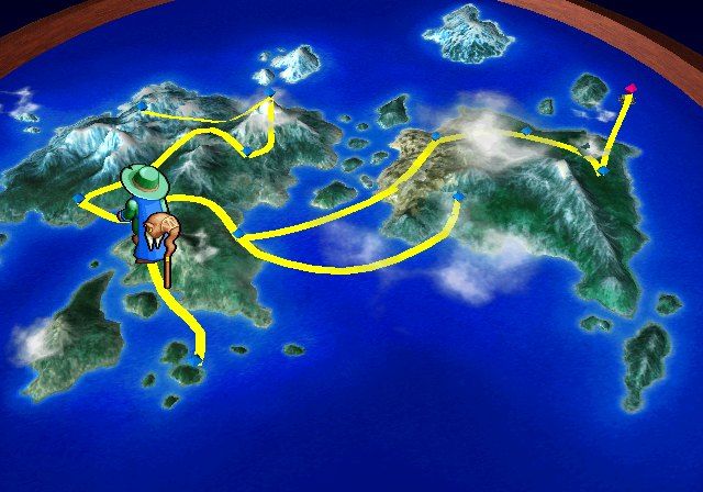 Culdcept (PlayStation 2) screenshot: The overworld map, where the player moves to the different stages during story mode