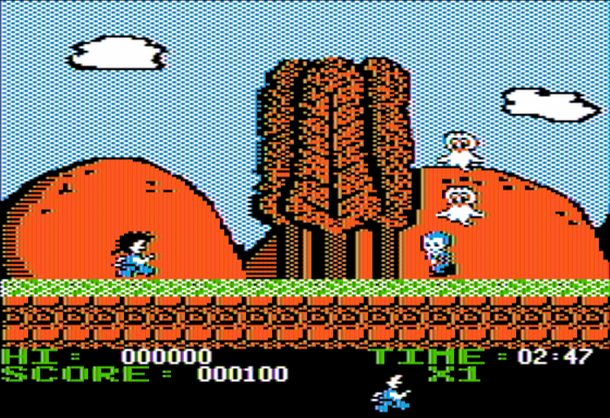 Kid Niki: Radical Ninja (Apple II) screenshot: Beware Bird Enemies
