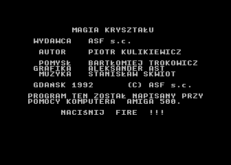 Magia Kryształu (Atari 8-bit) screenshot: Title screen, what little there is