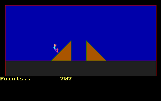 Skate Boarding (DOS) screenshot: Going up a ramp