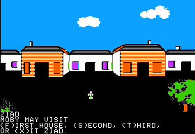 Rings of Zilfin (Apple II) screenshot: Visiting the town of Ziao.