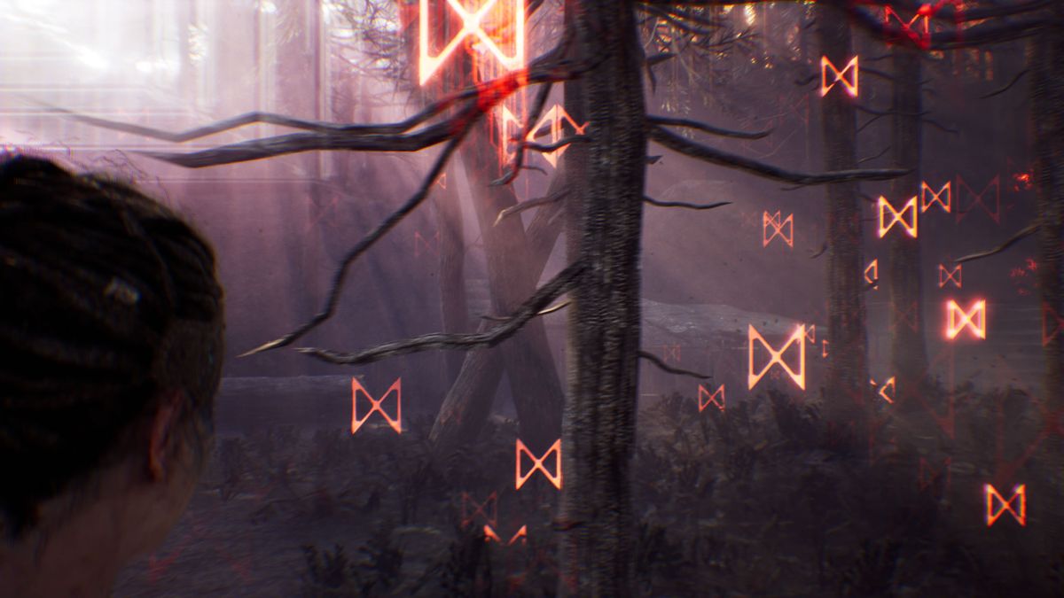 Hellblade: Senua's Sacrifice (Windows) screenshot: These symbols act as hints when you are locating a rune.