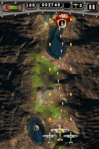 Mortal Skies: Modern War Air Combat Shooter (iPhone) screenshot: Wingmen bonus adds more firepower