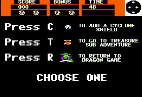 Dawn Treader (Apple II) screenshot: Choose your option.