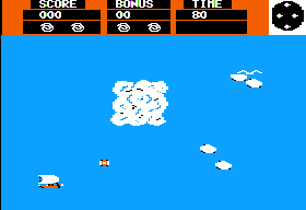 Dawn Treader (Apple II) screenshot: Clouds and cyclones are sometimes encountered.