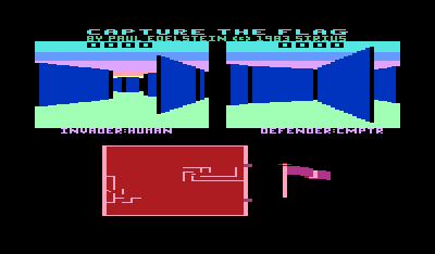 Capture the Flag (VIC-20) screenshot: The 3D graphics are impressive for the era.