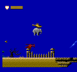 Captain Planet and the Planeteers (NES) screenshot: Rescue elephants and avoid enemy choppers in level 4-1