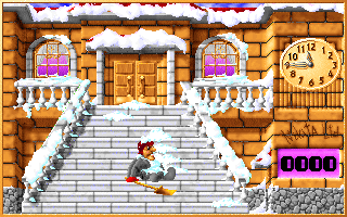God Jul! (DOS) screenshot: Hit by the icicle