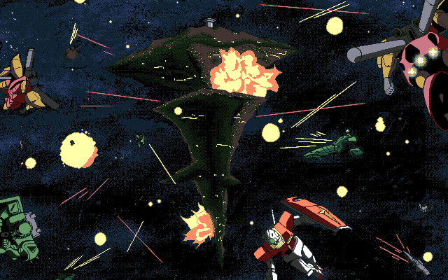 Mobile Suit Gundam 0083: Stardust Operation (PC-98) screenshot: The first part of the intro is common to both scenarios