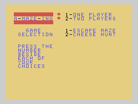 A-Maze-Ing (TI-99/4A) screenshot: Game options