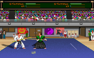 Budokan: The Martial Spirit (DOS) screenshot: Bo vs Bo in Match 5