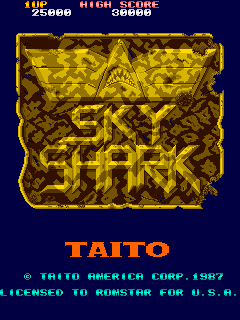 Sky Shark (Arcade) screenshot: Sky Shark, US version title screen