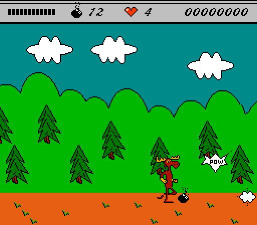 The Adventures of Rocky and Bullwinkle and Friends (NES) screenshot: Avoid the bombs