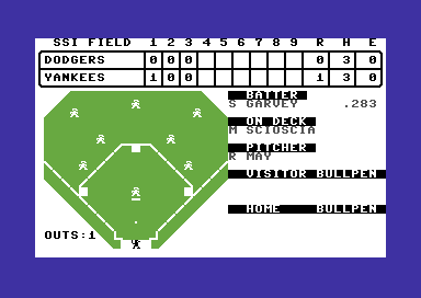 Screenshot of Computer Baseball (Commodore 64, 1981) - MobyGames