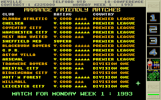 Premier Manager 2 (DOS) screenshot: In-game