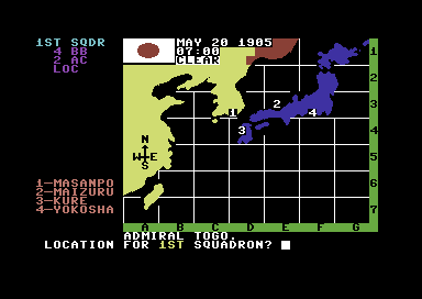 Tsushima (Commodore 64) screenshot: Game map; location for first squadron?