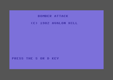 Bomber Attack (Commodore 64) screenshot: Title screen