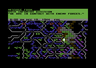 Crusade in Europe (Commodore 64) screenshot: Gameplay at night