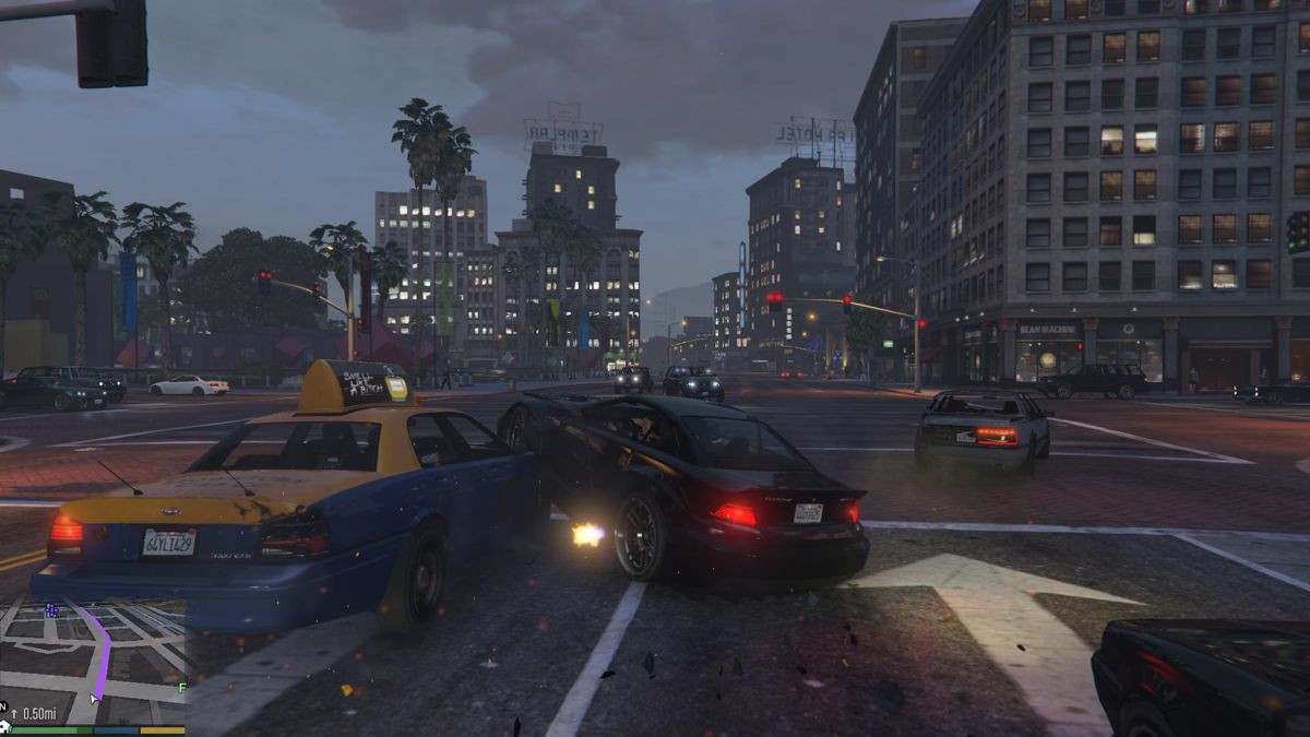 Grand Theft Auto V (Windows) screenshot: Traffic jam GTA style